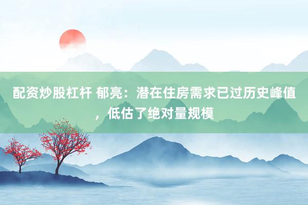 配资炒股杠杆 郁亮：潜在住房需求已过历史峰值，低估了绝对量规模