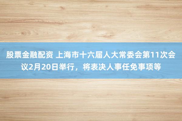 股票金融配资 上海市十六届人大常委会第11次会议2月20日举行，将表决人事任免事项等