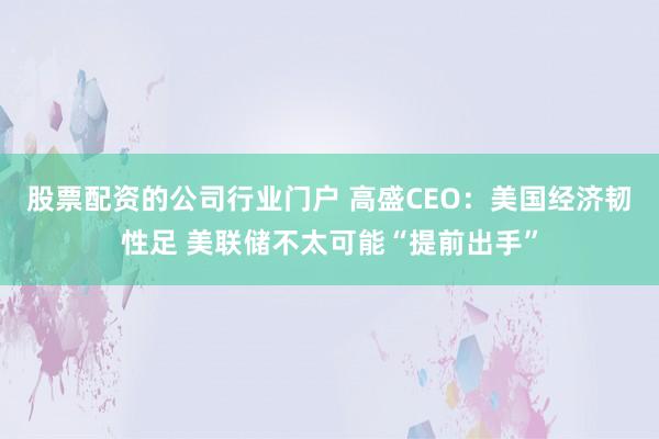 股票配资的公司行业门户 高盛CEO：美国经济韧性足 美联储不太可能“提前出手”